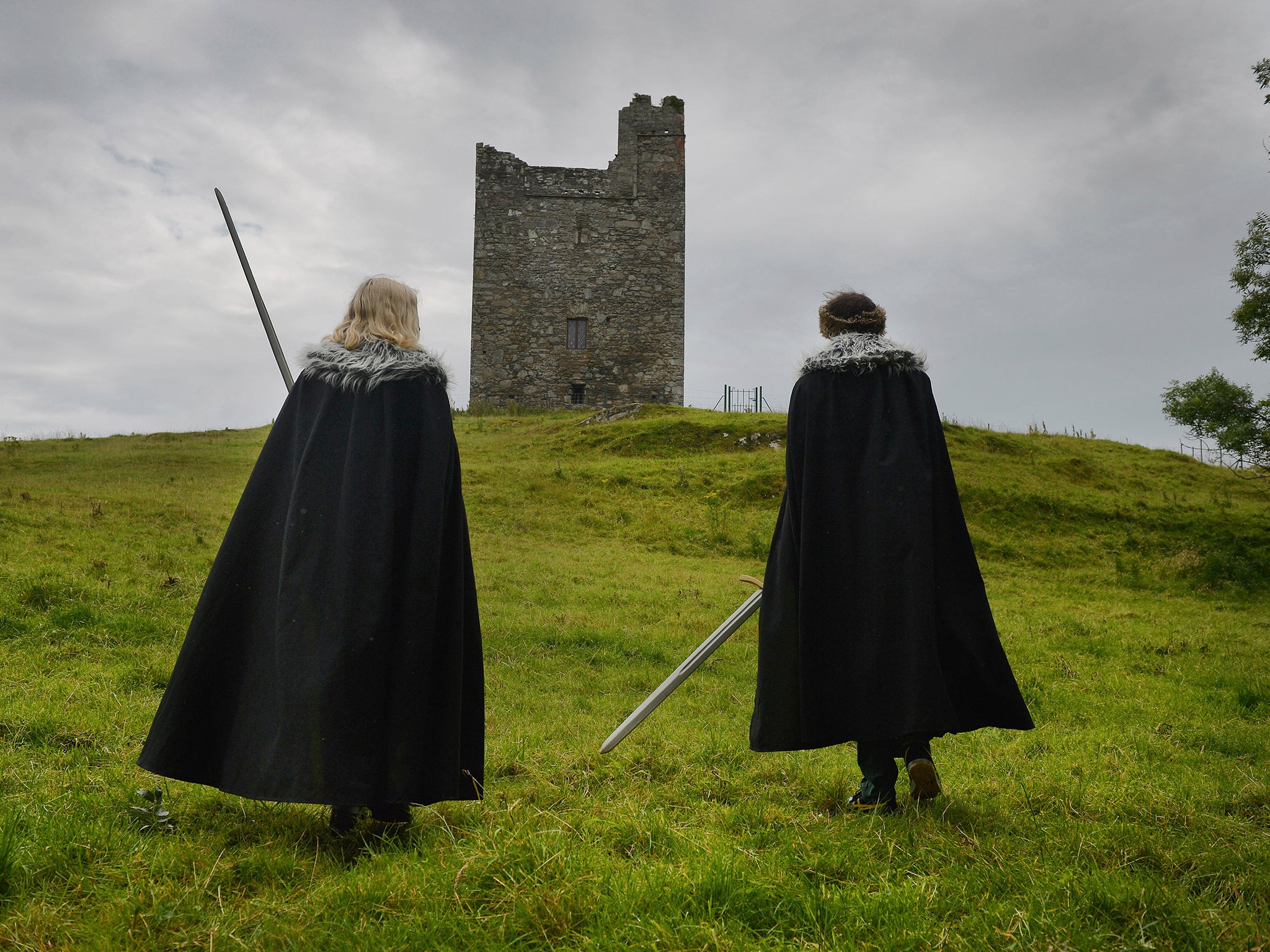 Royal followers: fans tread in the footsteps of King Robert towards Audley’s Castle by Strangford Lough (Getty)
