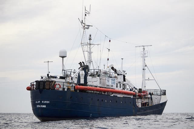 The Alan Kurdi vessel, run by the German charity Sea-Eye, sails in the Mediterranean sea
