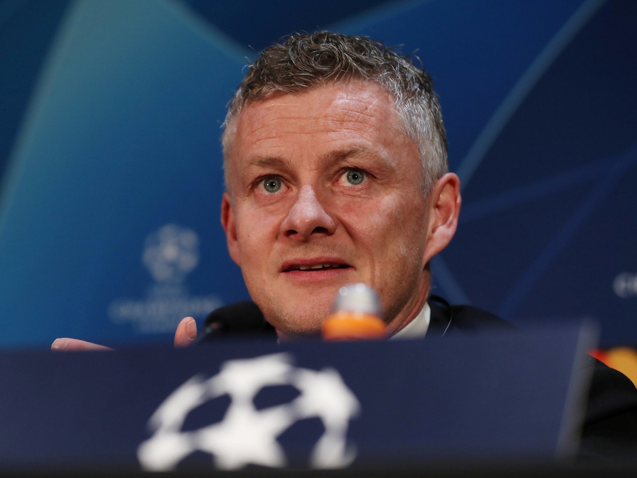 Manchester United manager Ole Gunnar Solskjaer during the press conference