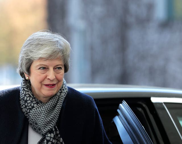 Theresa May ahead of a meeting with Angela Merkel at the chancellery in Berlin, Germany