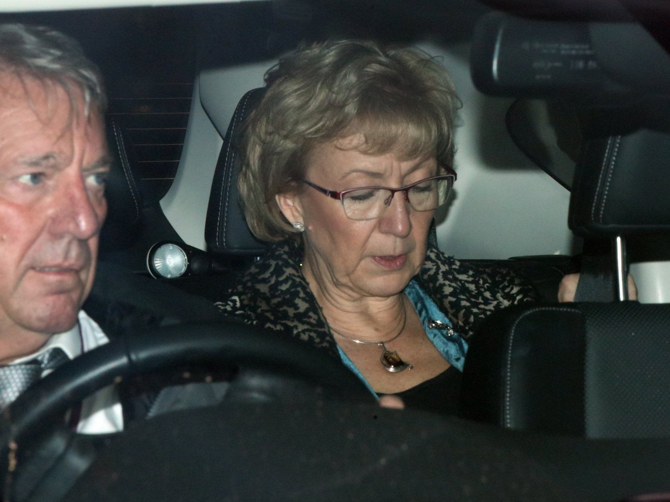 Andrea Leadsom leaving the Houses of Parliament