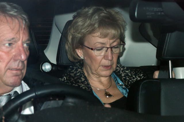 Andrea Leadsom leaving the Houses of Parliament