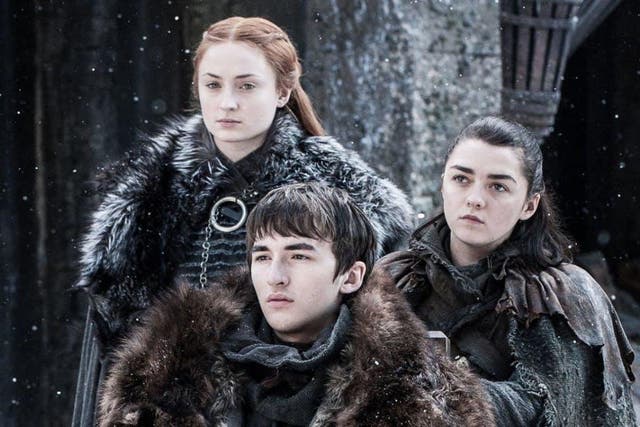 Sophie Turner (left), Isaac Hempstead Wright and Maisie Williams in ‘Game of Thrones’