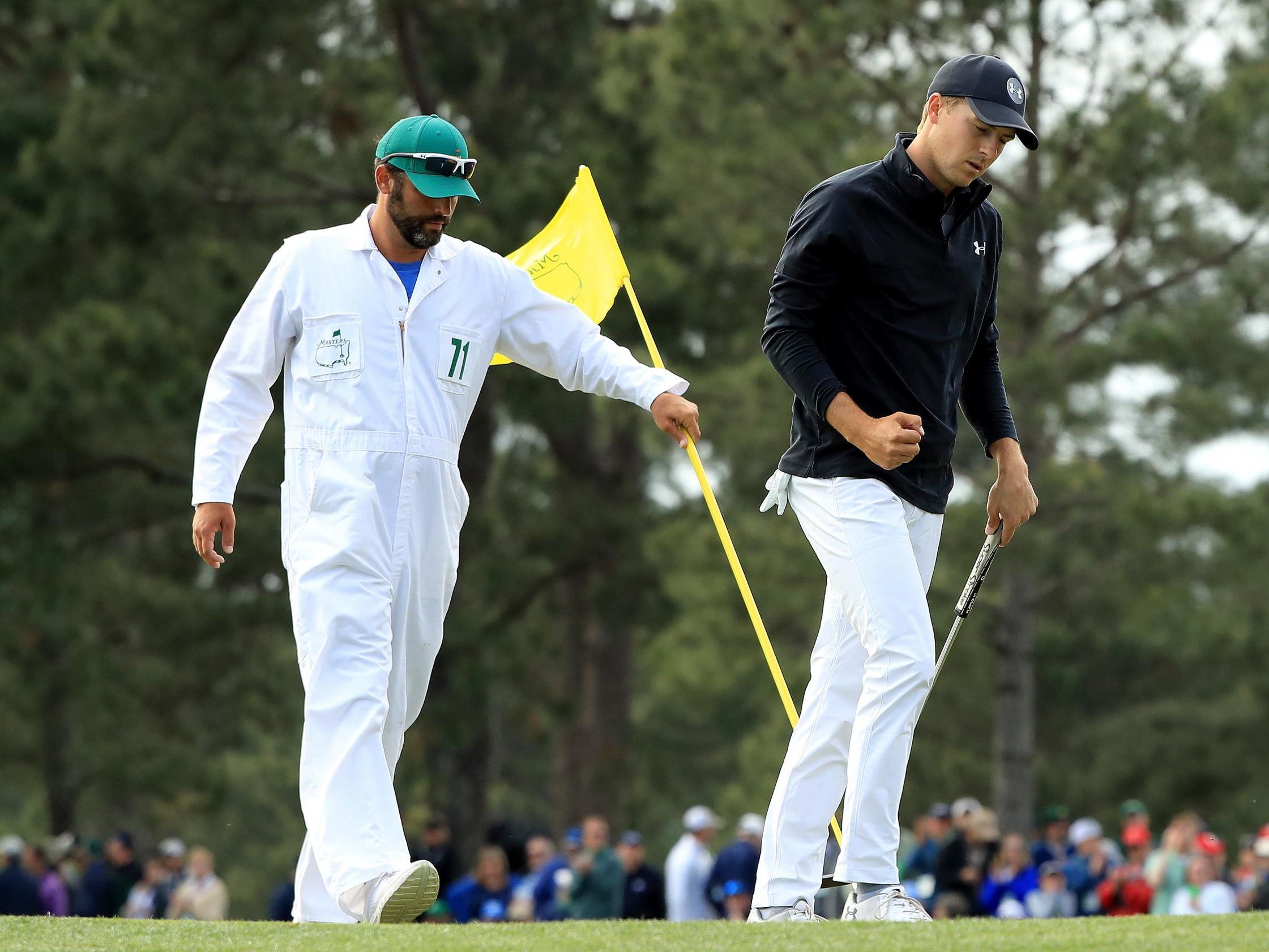 Jordan Spieth during his charge on the final day of the 2018 Masters