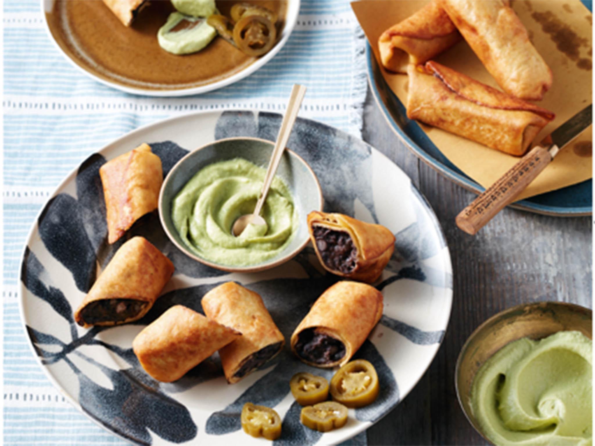 How to make mini black bean chimichangas with avocado dip