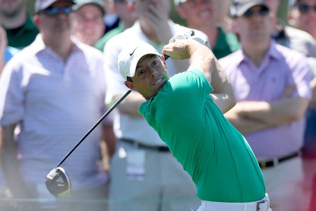 Rory McIlroy of Northern Ireland plays a shot