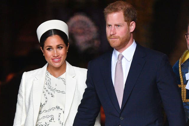Meghan Duchess of Sussex and Prince Harry at the Commonwealth Day service at Westminster Abbey, London on 11 March 2019