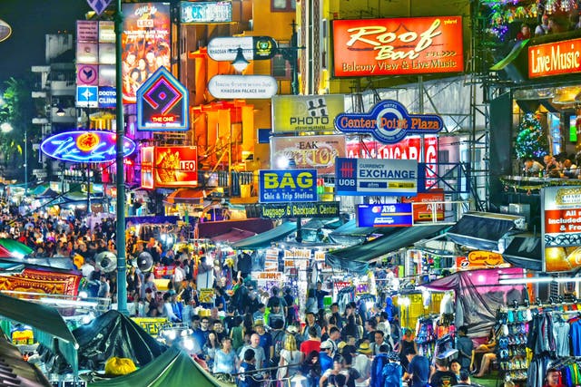 Bangkok’s Khao San Road comes alive at night
