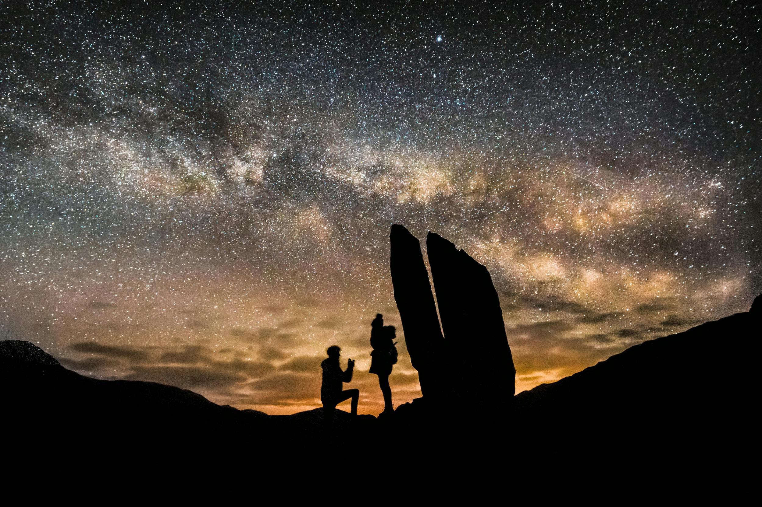 The couple recreated a photo they had taken years earlier with the Milky Way as the backdrop (SWNS)