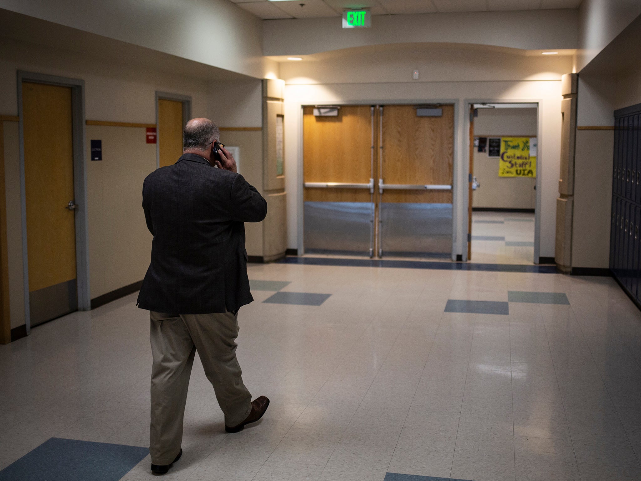 McDonald walks the halls of Columbine High School