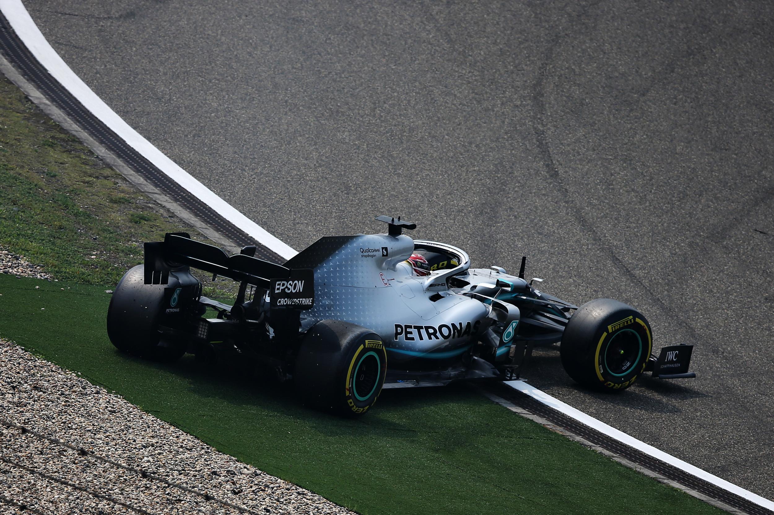 Hamilton spun at Turn Three of his very first lap of practice (Getty)