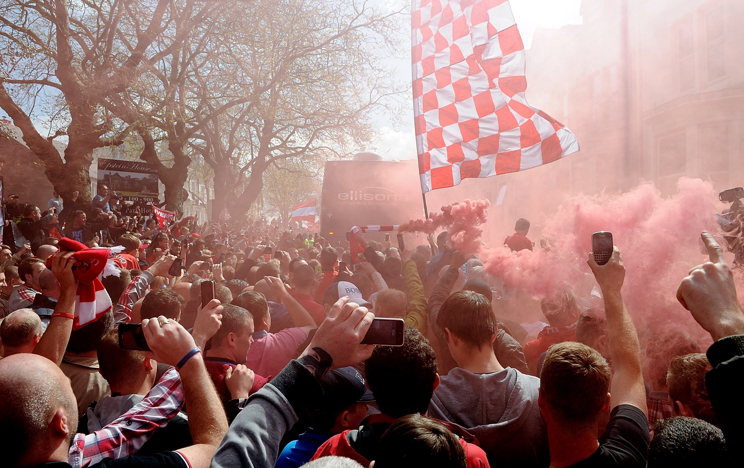 Liverpool fans lined the streets before the game (Liverpool FC via Getty Images)