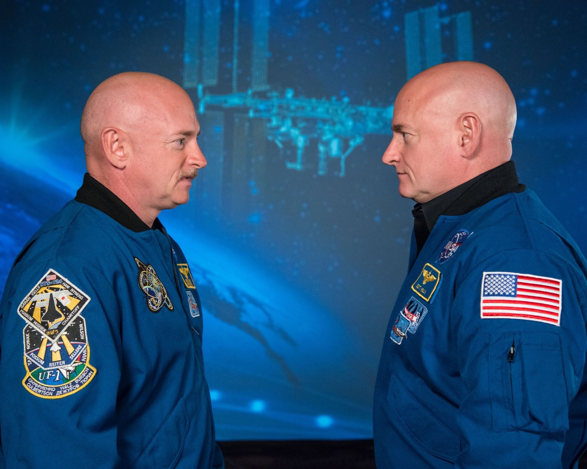 From left: Mark Kelly and his twin Nasa astronaut Scott Kelly, who participated in the Twins Study