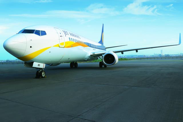 Ready to go? One of the many Jet Airways aircraft that has been grounded
