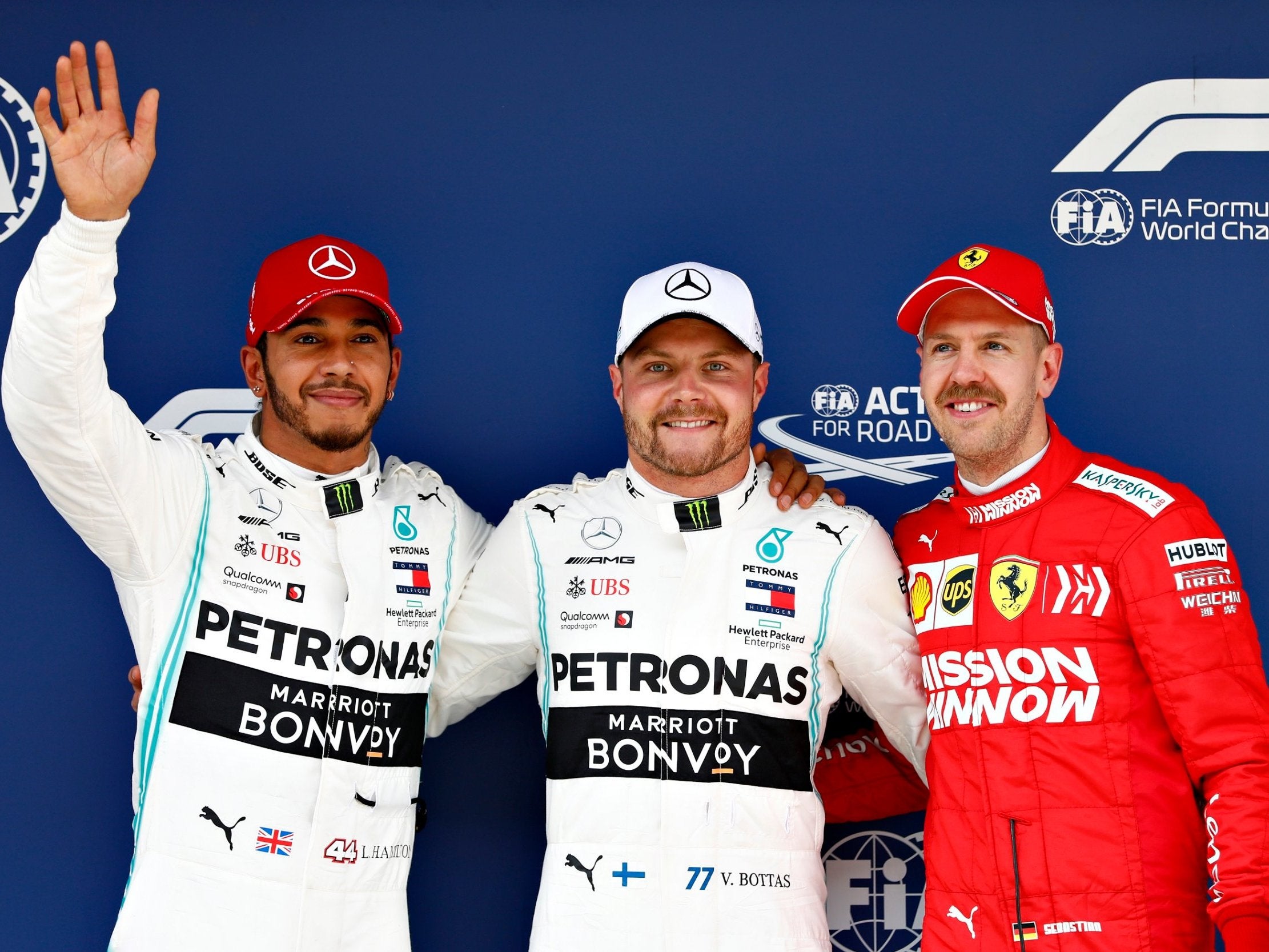 Bottas starts ahead of Lewis Hamilton and Sebastian Vettel on the grid (Getty Images)
