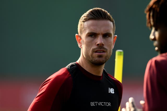 Jordan Henderson of Liverpool during a training session