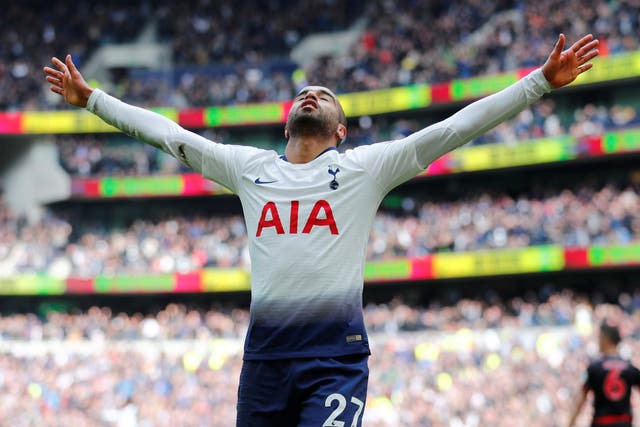Tottenham's Lucas Moura celebrates scoring
