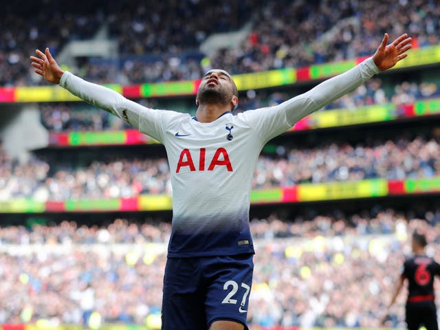 Tottenham's Lucas Moura celebrates scoring
