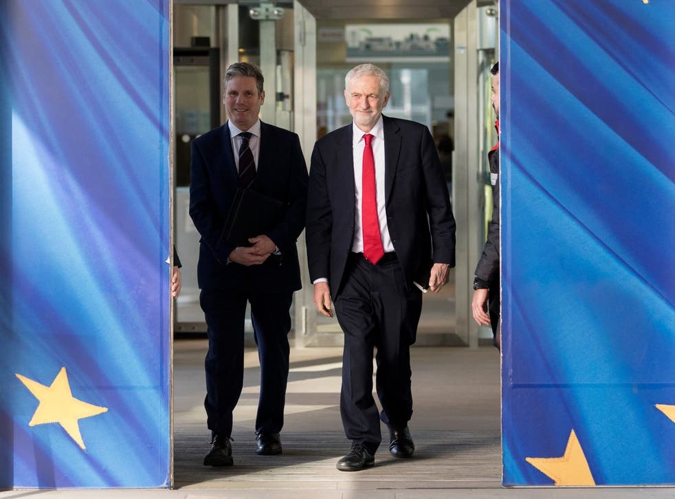 Labour leader Jeremy Corbyn and his Brexit chief Keir Starmer visiting the European Commission in Brussels