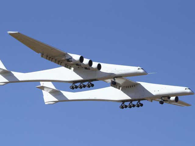 Stratolaunch, a giant six-engine aircraft with the world's longest wingspan, makes its historic first flight on Saturday, 13 April 2019