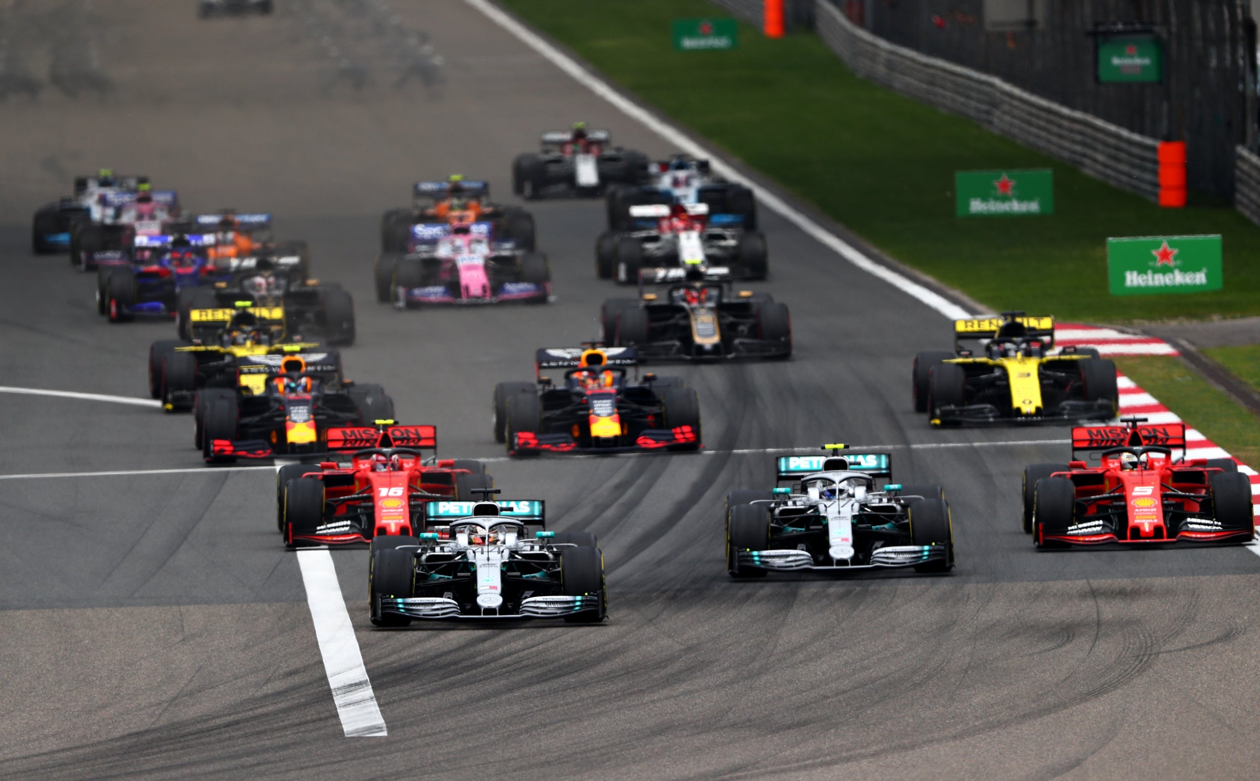 Hamilton past Bottas off the line by the time they reached Turn One (Getty)