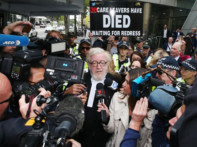 George Pell's lawyer leaving Melbourne County Court on 13 March 2019 as Pell is remanded in custody