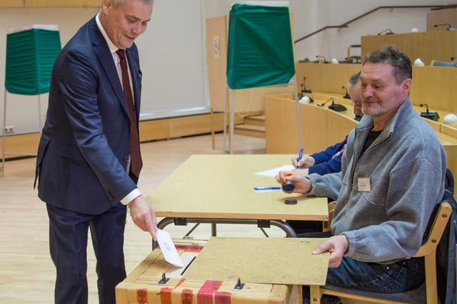 Social Democrat Party leader Antti Rinne votes in the Finnish parliamentary election at a polling station in Mantsala
