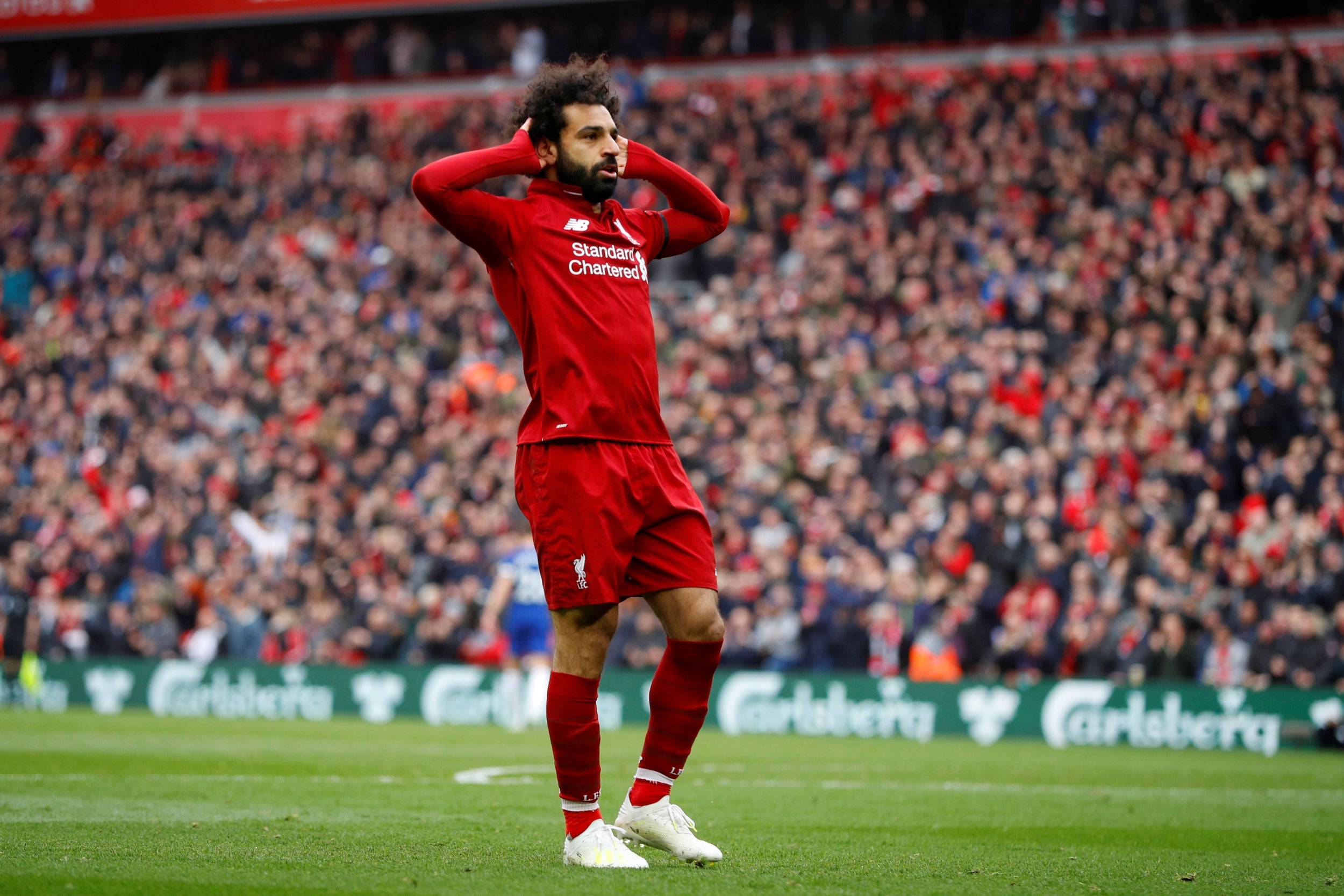 Salah answered the abuse on Sunday with a fine goal