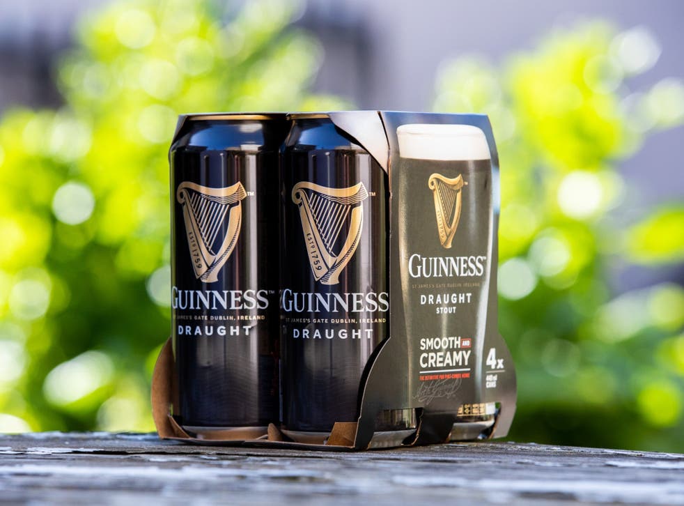 Diageo's new plastic free packaging as seen on Guinness cans