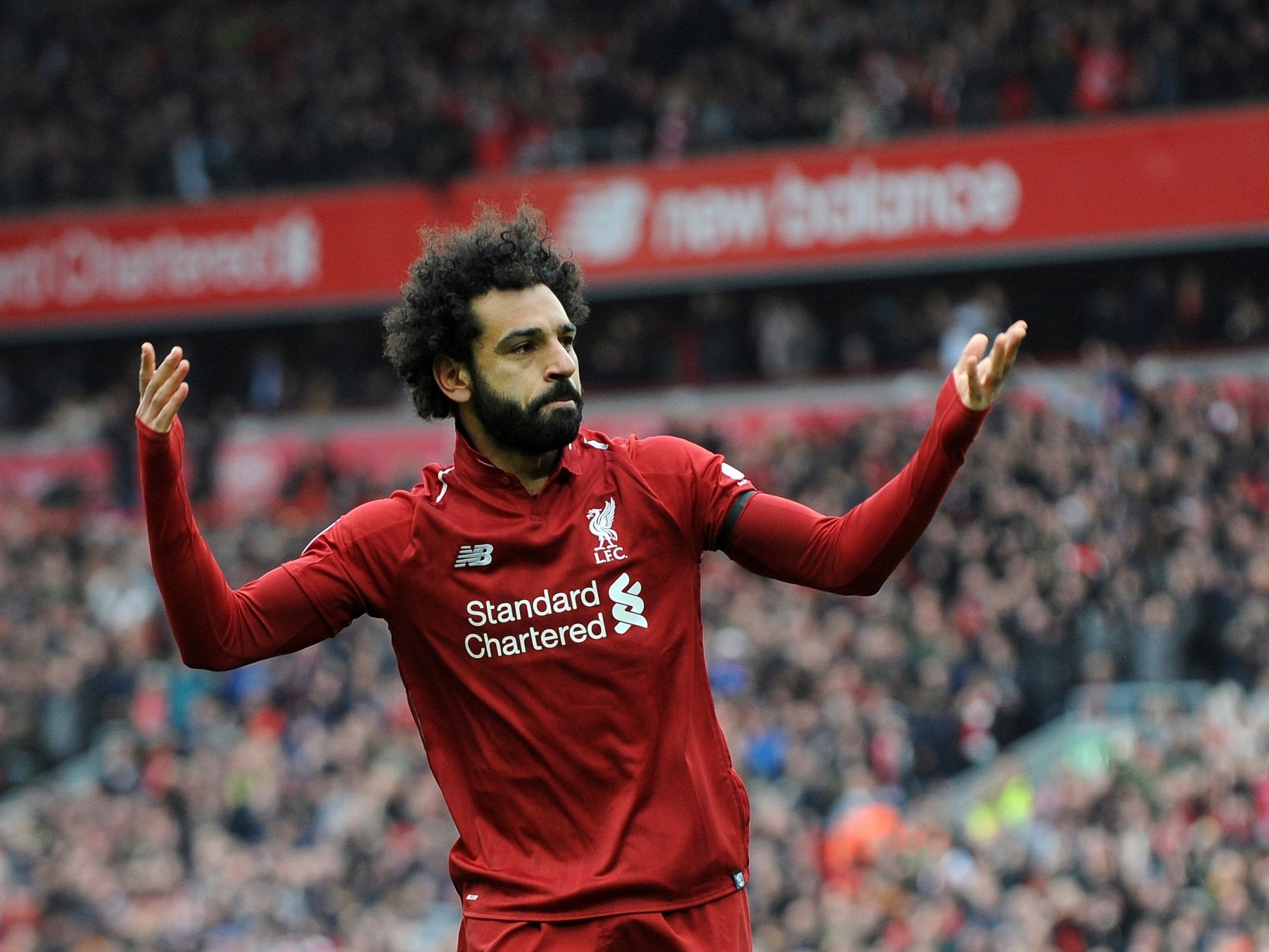 Salah celebrates his stunning goal