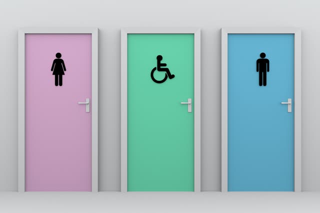 Toilet doors for women and men and disabled persons