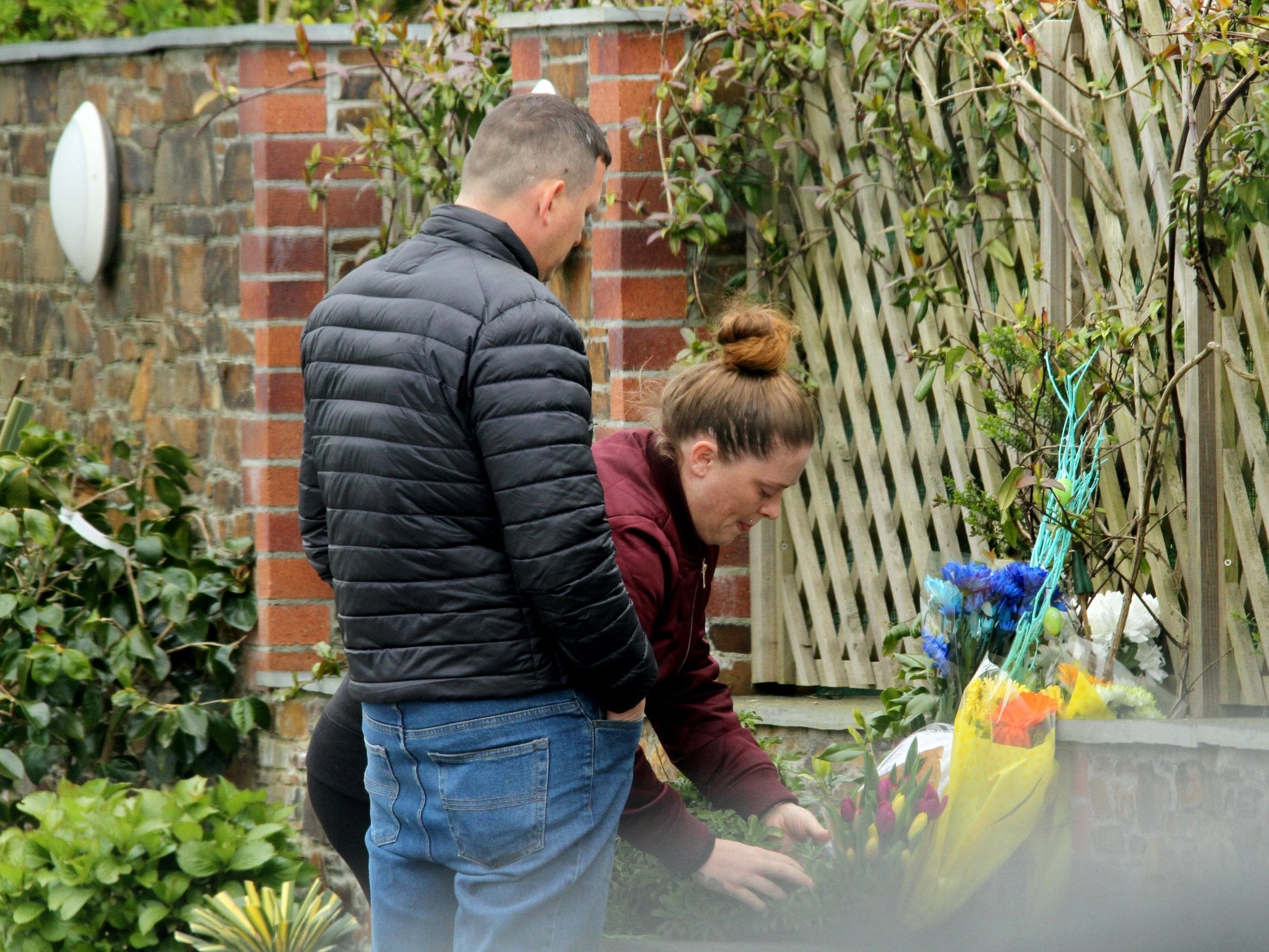 Relatives leave flowers at the entrance to Tencreek Holiday Park, Looe, Cornwall on 14 April 2019, where Frankie Macritchie (9) was tragically killed by a large dog in the early hours of Saturday morning.