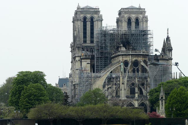 The Notre-Dame Cathedral is pictured following the major fire on 16 April, 2019 in Paris, France.