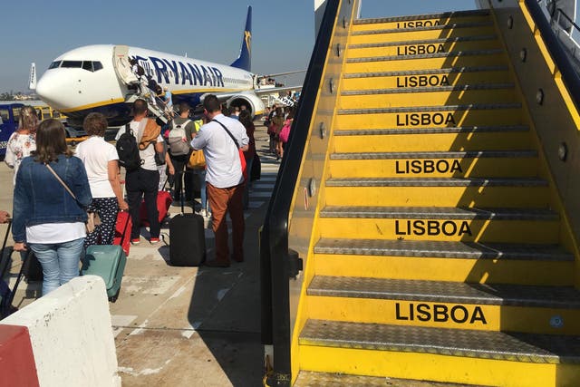 Running dry: passengers at Lisbon airport