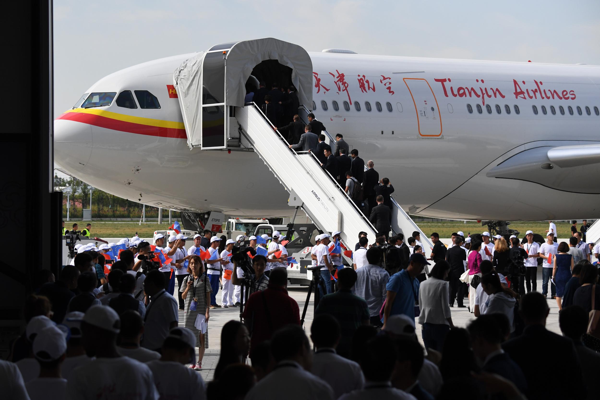 The Tianjin Airlines flight was transferred to a replacement aircraft