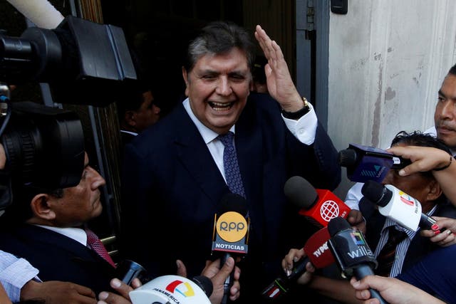 Former president Alan Garcia arrives to the National Prosecution office to testify in Odebrecht case in Lima, Peru