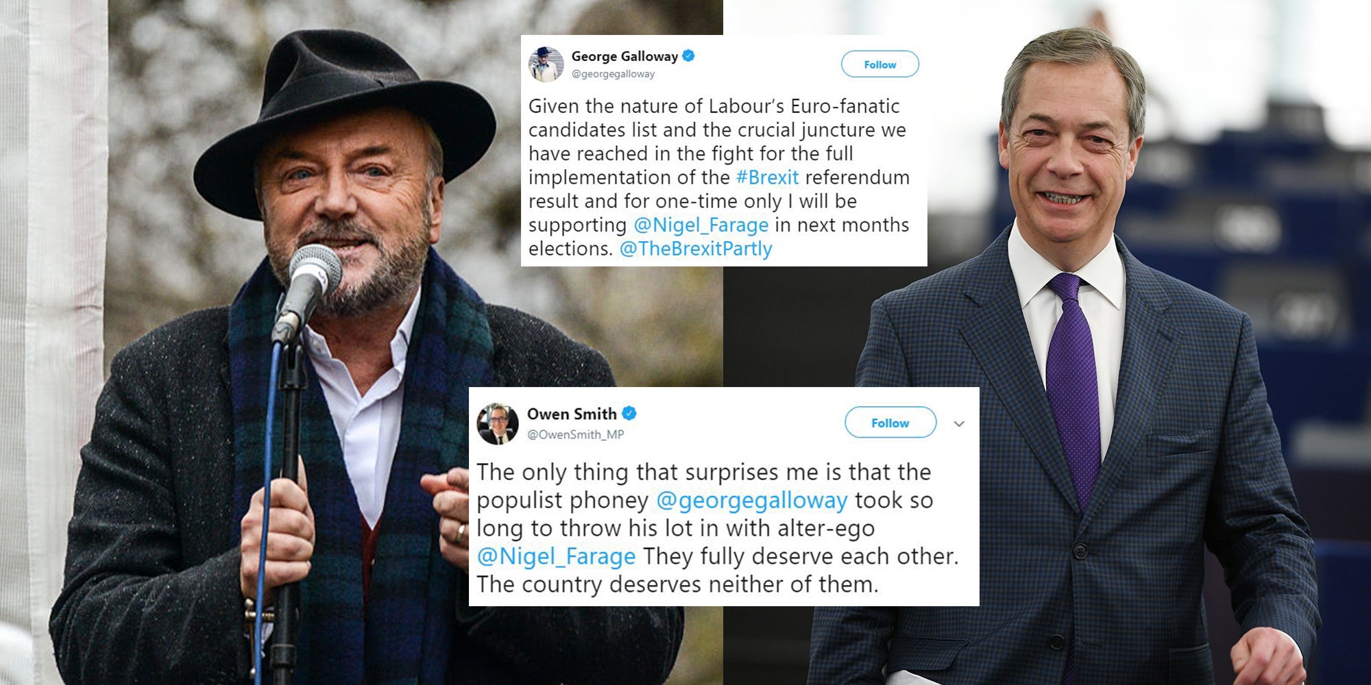 George Galloway offers support to Nigel Farage's Brexit Party for the  European Elections - is destroyed | indy100 | indy100