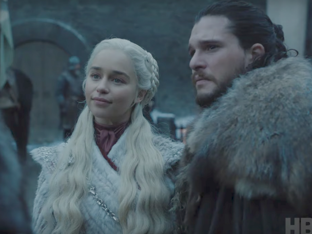 Emilia Clarke and Kit Harington on 'Game of Thrones', season 8 episode 1
