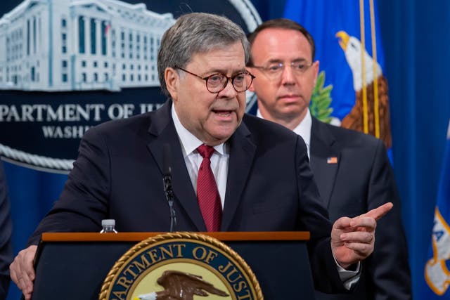 Attorney General William Barr speaks shortly before the release of the Mueller report