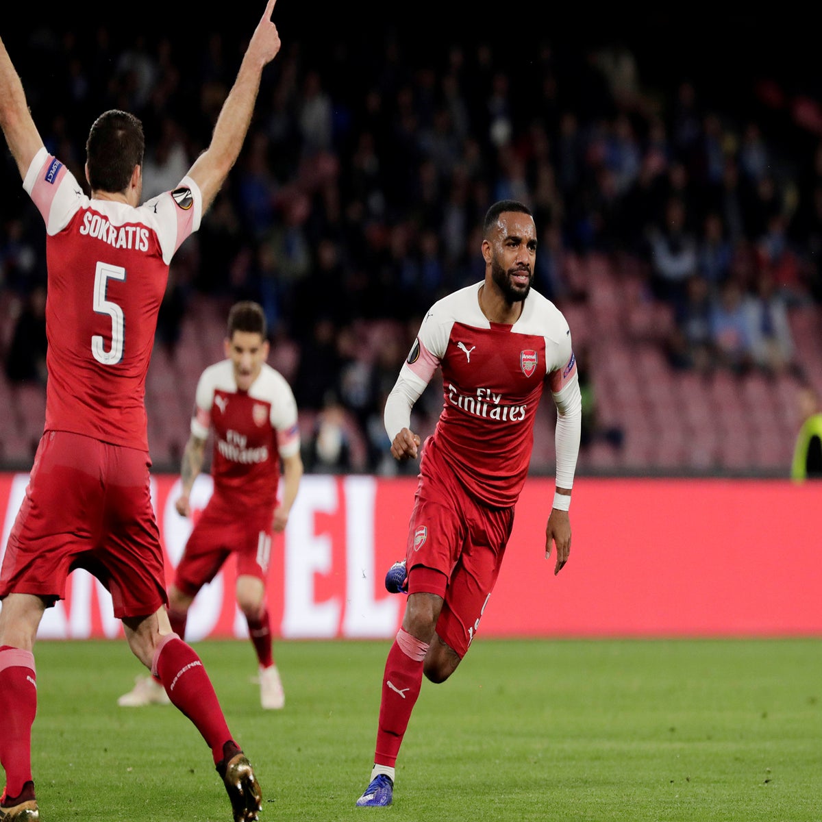 Alexandre Lacazette sends powerful message to Slavia Prague before Arsenal  striker scores twice in Europa League victory to send Gunners into  semi-finals