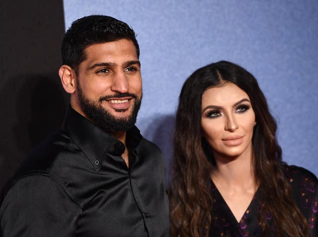 <p>Amir Khan and his wife Faryal Makhdoom in 2018 </p>