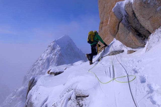 Jess Roskelley climbing the Kichatna Mountains in Alaska 