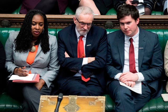 Labour's shadow international development secretary Dan Carden (right of Jeremy Corbyn)