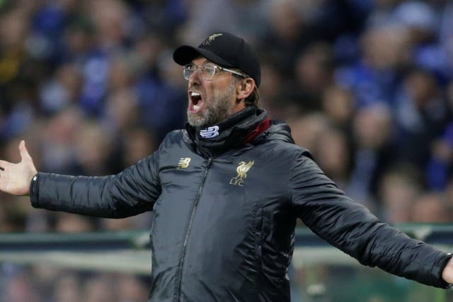 Liverpool manager Juergen Klopp reacts during the match