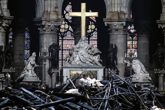 The interior of the cathedral the day after fire devastated the building