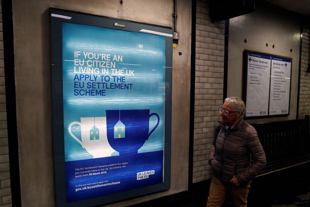 Government posters encouraging EU nationals to apply to the settlement scheme are a common sight in London Tube stations