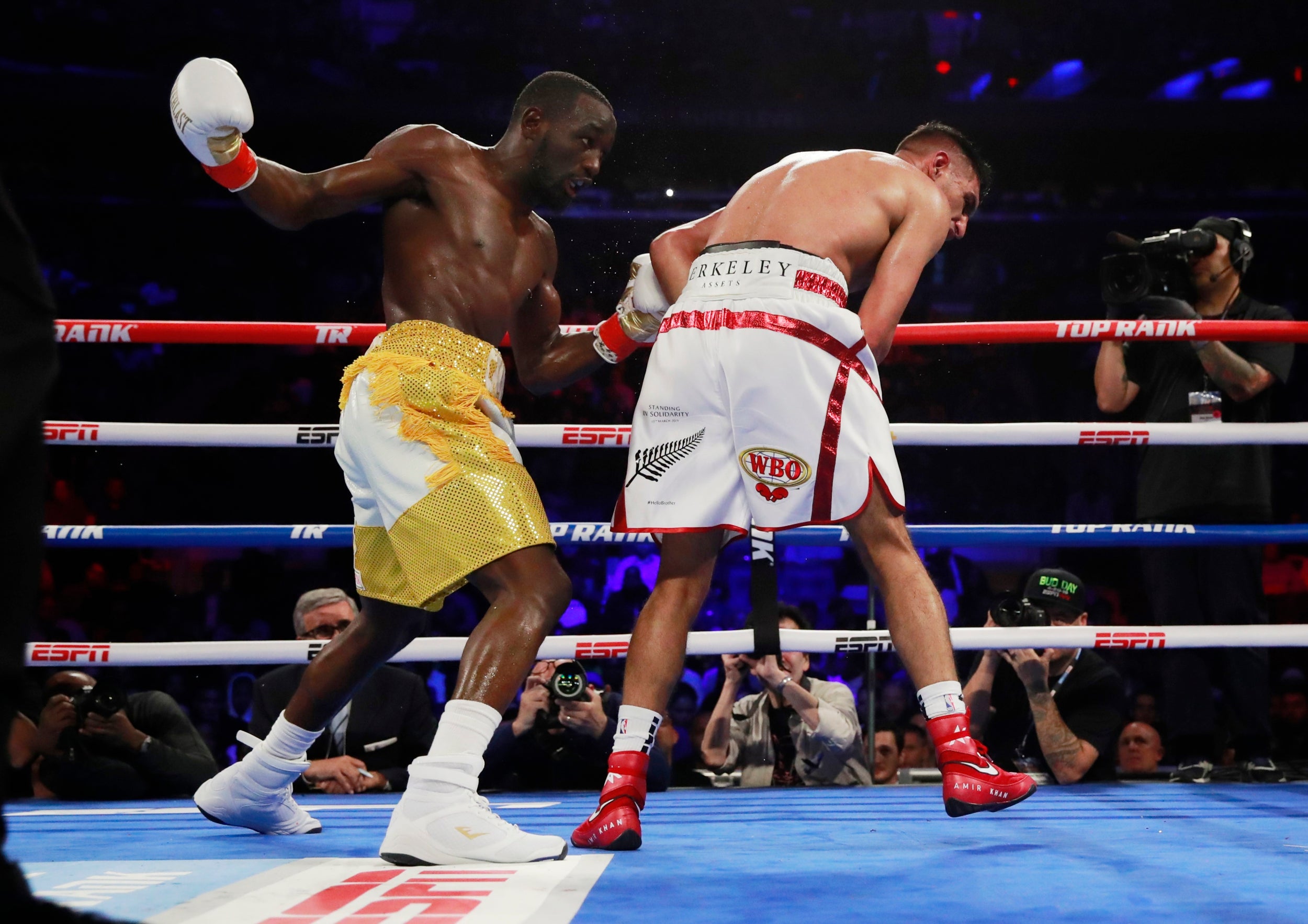 Crawford caught Khan with a low blow in the sixth round (Reuters)