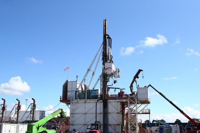The drilling rig at Preston New Road shale gas exploration site