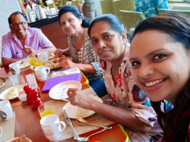 TV chef Shantha Mayadunne (back right) and her daughter Nisanga Mayadunne (front right) died after an explosion at Shangri-La hotel, in Colombo, during a string of bomb attacks in Sri Lanka on 21 April 2019.