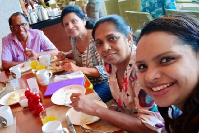 TV chef Shantha Mayadunne (back right) and her daughter Nisanga Mayadunne (front right) died after an explosion at Shangri-La hotel, in Colombo, during a string of bomb attacks in Sri Lanka on 21 April 2019.
